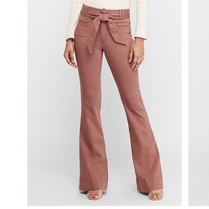 High Waisted Belt Flare Pants